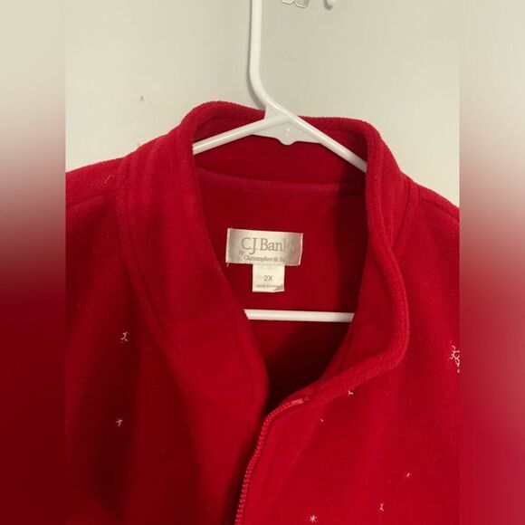 VTG Snowman Snowflake Vest Jacket Winter Vest Warm Embroidered Red White 2X - Picture 12 of 13